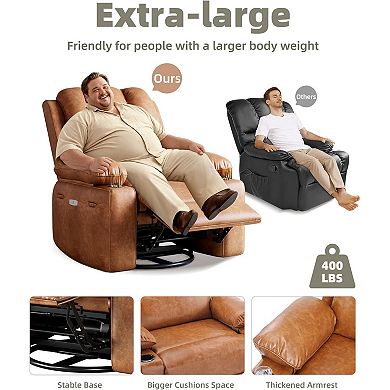 Recliner Chair, Oversized Leather Rocking Recliner with Massage and Heat
