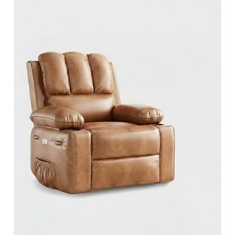 Recliner Chair, Oversized Leather Rocking Recliner with Massage and Heat