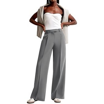 Women's High Waist Wide Leg Pants Flowy Dress Pants with Draped Fabric, Tailored Casual Trousers