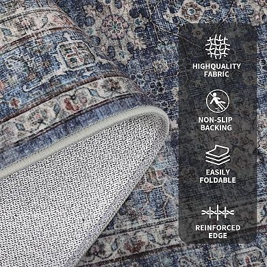 Area Rugs 2x3 Vintage Printed Floor Carpet with Non-Slip Backing, Stain-Resistant Oriental