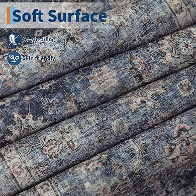 Area Rugs 2x3 Vintage Printed Floor Carpet with Non-Slip Backing, Stain-Resistant Oriental