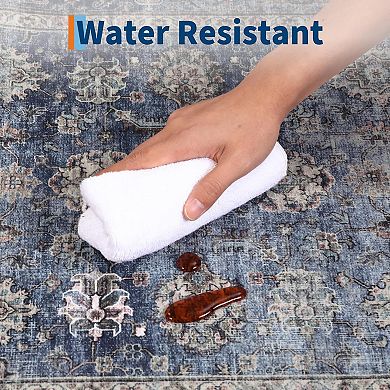 Area Rugs 2x3 Vintage Printed Floor Carpet with Non-Slip Backing, Stain-Resistant Oriental