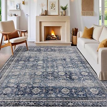Area Rugs 2x3 Vintage Printed Floor Carpet with Non-Slip Backing, Stain-Resistant Oriental