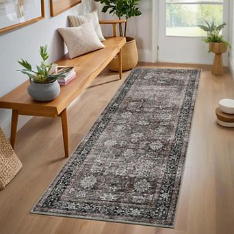 Area Rugs 2x3 Vintage Printed Floor Carpet with Non-Slip Backing, Stain-Resistant Oriental