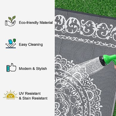 Outdoor Rug Boho Waterproof Plastic Straw Area Rug for Patios Indoor Outdoor Reversible