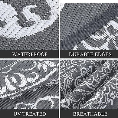 Outdoor Rug Boho Waterproof Plastic Straw Area Rug for Patios Indoor Outdoor Reversible
