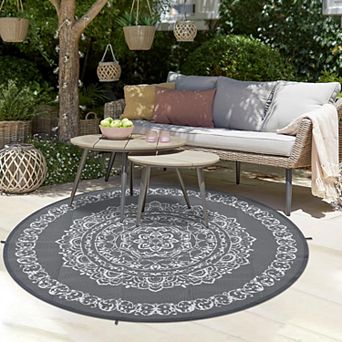 Outdoor Rug Boho Waterproof Plastic Straw Area Rug for Patios Indoor Outdoor Reversible