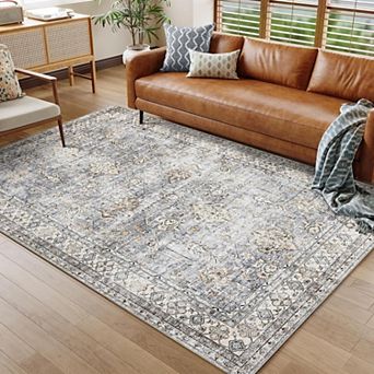 Washable Area Rug 6x9 Rug for Living Room Boho Non Slip Throw Rugs Large Rugs for Bedroom Low