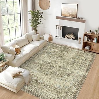 Washable Area Rug 6x9 Rug for Living Room Boho Non Slip Throw Rugs Large Rugs for Bedroom Low