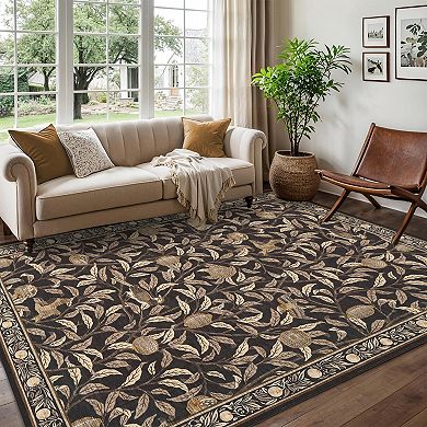 Washable Kitchen Rugs, Botanical Non Slip Hallway Runner Low Pile Stain Resistant