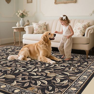 Washable Kitchen Rugs, Botanical Non Slip Hallway Runner Low Pile Stain Resistant