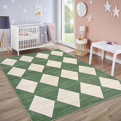 8x10 Rugs Washable Checkered Rug, Modern Neutral Living Room Rugs, Stain-Resistant Large