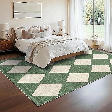 8x10 Rugs Washable Checkered Rug, Modern Neutral Living Room Rugs, Stain-Resistant Large
