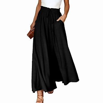 Women Summer Beach Vacation Pant High Waisted Wide Leg Pant Printed Loose Casual Palazzo Lounge Pant