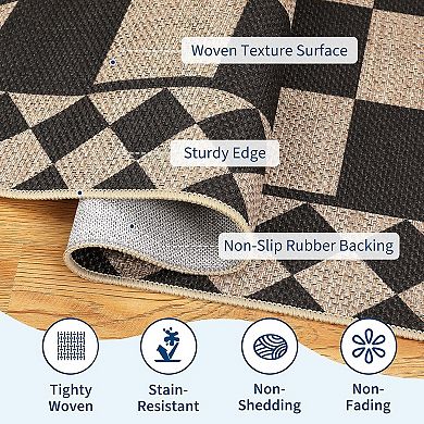 Modern Runner Rug for Hallway 2x6 Checkered Easy Jute Rug with Non-Slip Backing