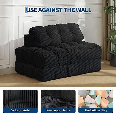 3-in-1 Folding Convertible Sofa Bed with Adjustable Back Support Pillows for Small Space