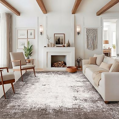 Washable Modern Abstract Area Rug Large Low Pile Collapsible Carpet Spot Resistant