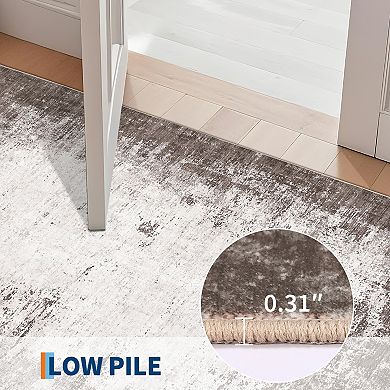 Washable Modern Abstract Area Rug Large Low Pile Collapsible Carpet Spot Resistant