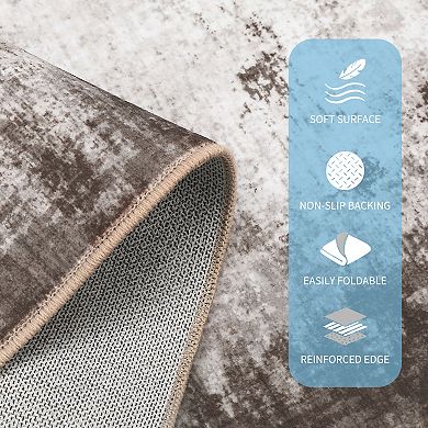 Washable Modern Abstract Area Rug Large Low Pile Collapsible Carpet Spot Resistant