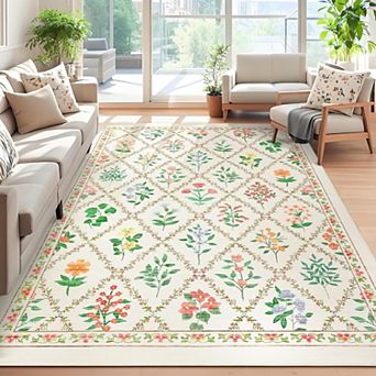 Modern Washable Rugs 8x10 Rug for Living Room Farmhouse Large Area Rug Soft Bedroom Decor No