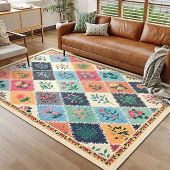 Modern Washable Rugs 8x10 Rug for Living Room Farmhouse Large Area Rug Soft Bedroom Decor No