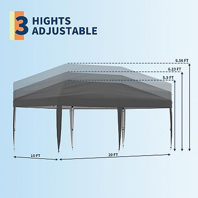 10x20 FT Pop Up Canopy Tent, Easy One Person Set Up, Portable Shelter with Stakes