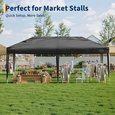 10x20 FT Pop Up Canopy Tent, Easy One Person Set Up, Portable Shelter with Stakes