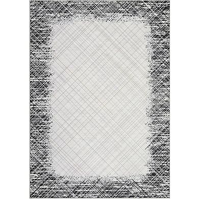 Area Rug 5x7 Machine Washable Rug Modern Bordered Carpet Rug Stain Resistant Non-Slip Accent