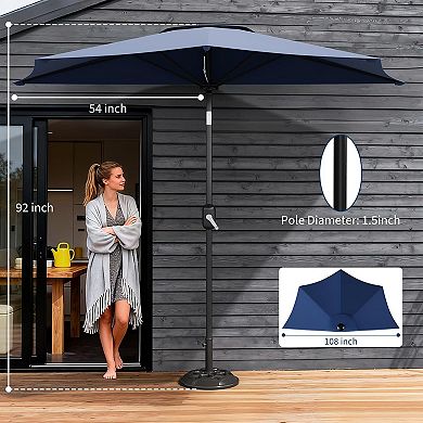 Patio Umbrella 9FT - Half Umbrella Outdoor with Smooth Crank Lift, Outdoor Shade Canopy