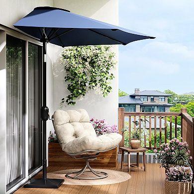 Patio Umbrella 9FT - Half Umbrella Outdoor with Smooth Crank Lift, Outdoor Shade Canopy