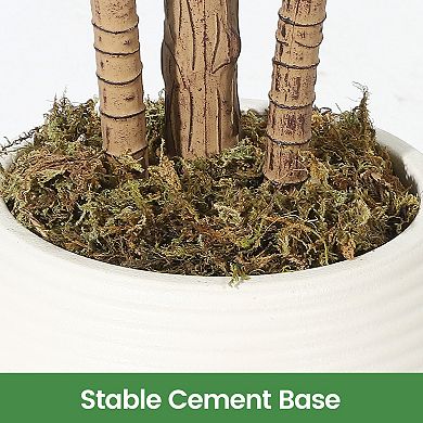Realistic Artificial Dracaena Tree with Natural Wood Trunk, Tall Faux Yucca Plant for Home Decor