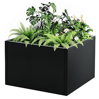 18" Steel Planter Box, Snap Assembly, Open Base, 12" Deep, Black