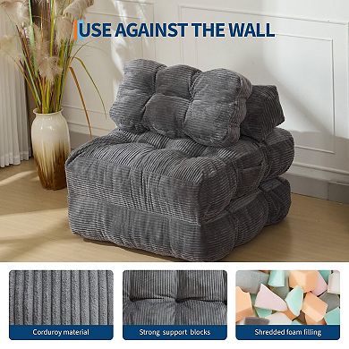 Folding Sofa Bed Sleeper Chair, 34 Inch Convertible Lounge with Pillow