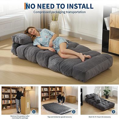 Folding Sofa Bed Sleeper Chair, 34 Inch Convertible Lounge with Pillow