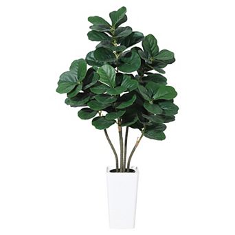 Artificial Fiddle Leaf Fig Tree with Planter,Faux Ficus Lyrata Silk Tree for Home & Office