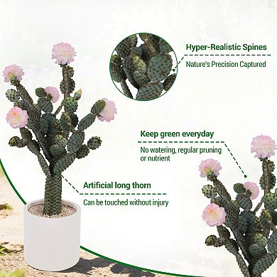 5Ft Artificial Cactus Plant with Realistic Texture, Potted Faux Cacti for Home Garden Office