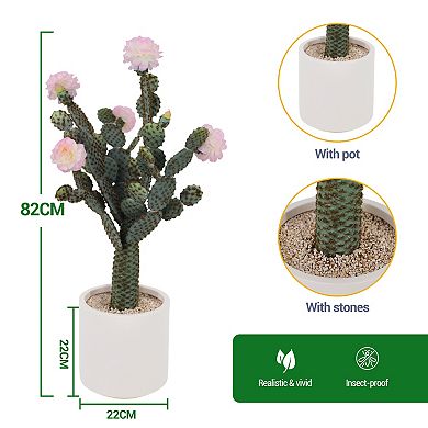5Ft Artificial Cactus Plant with Realistic Texture, Potted Faux Cacti for Home Garden Office