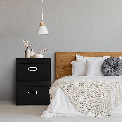 Foldable Fabric Storage Bins with Lids and Metal Handles 6pc