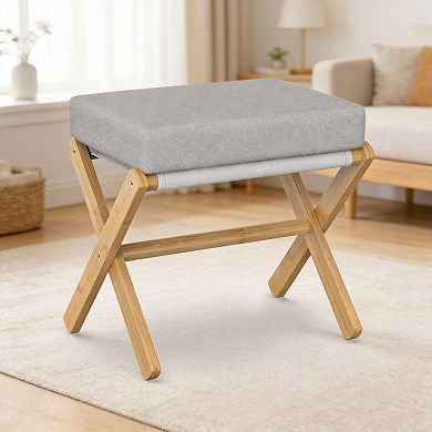 Foldable Ottoman Footstool 18.22" D x 12.04" W x 17.32" H inch