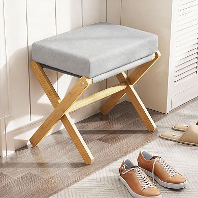Foldable Ottoman Footstool 18.22" D x 12.04" W x 17.32" H inch