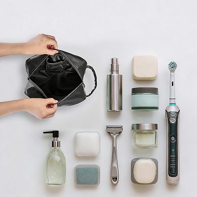 PU Leather Travel Toiletry Bag Water-resistant Organizer，10 x 5 x 5.5 inches
