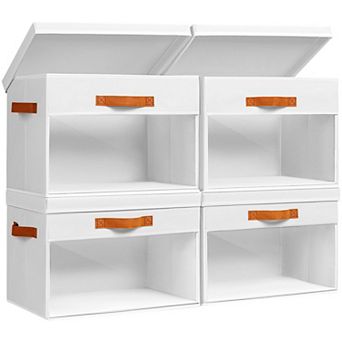 Foldable Storage Cube Bins With Lids Clear Window Handles 4 pc