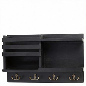 Solid Wood Wall Key Holder Mail Organizer 8 Hooks
