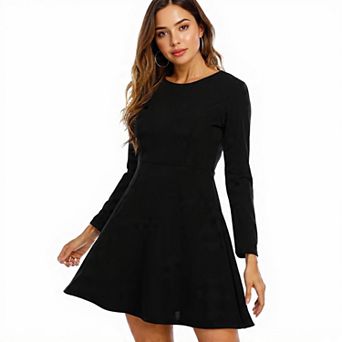 Women’s Classic A-Line Long Sleeve Midi Dress