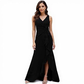 Sleeveless Black Formal Evening Dress