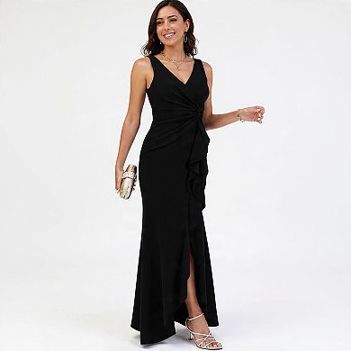 Sleeveless Black Formal Evening Dress