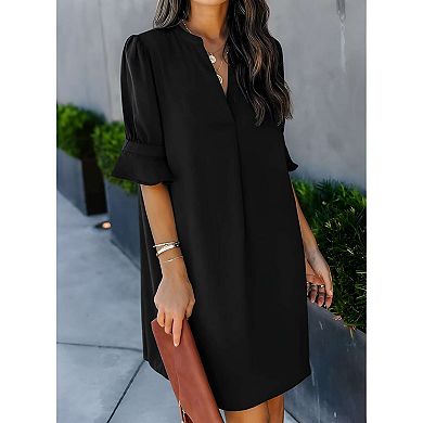 Solid Color Loose Casual Dress for Women