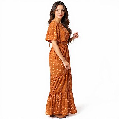 Women’s Casual Round Neck Smocked Swing Dress