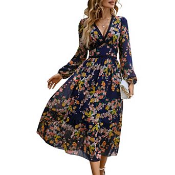 Long Sleeve A-Line Empire Waist Dress