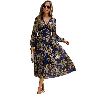 Long Sleeve A-Line Empire Waist Dress